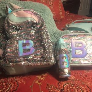 Justice unicorn B flip sequined backpack &